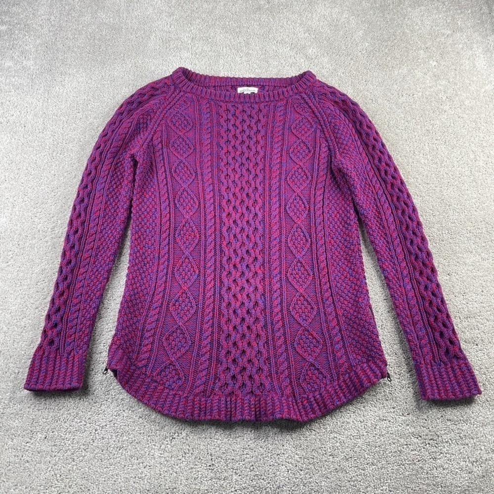 L.L. Bean Purple Cable Knit Sweater
